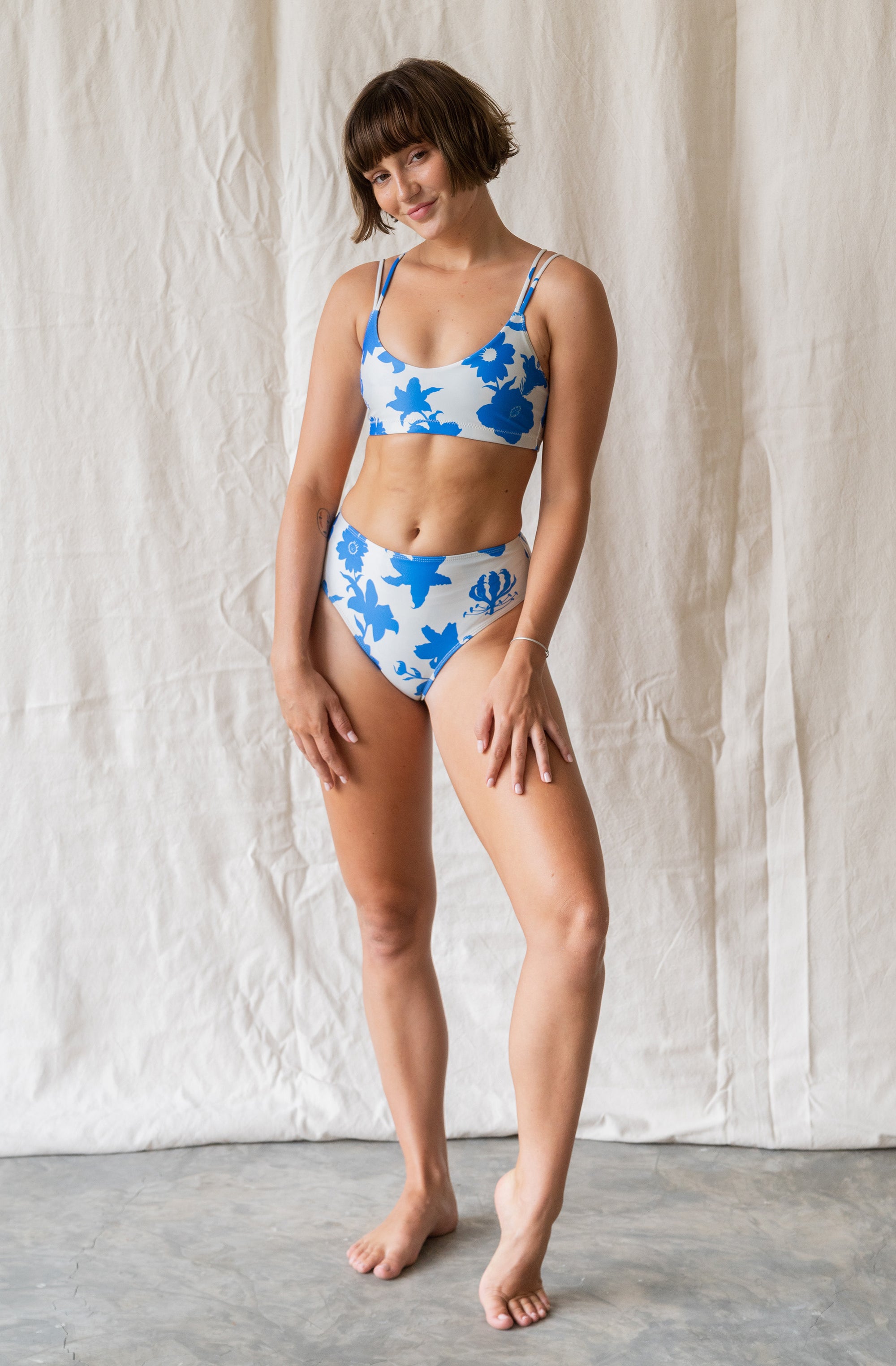 Surf Bikini Top Topanga Blue Haze Print