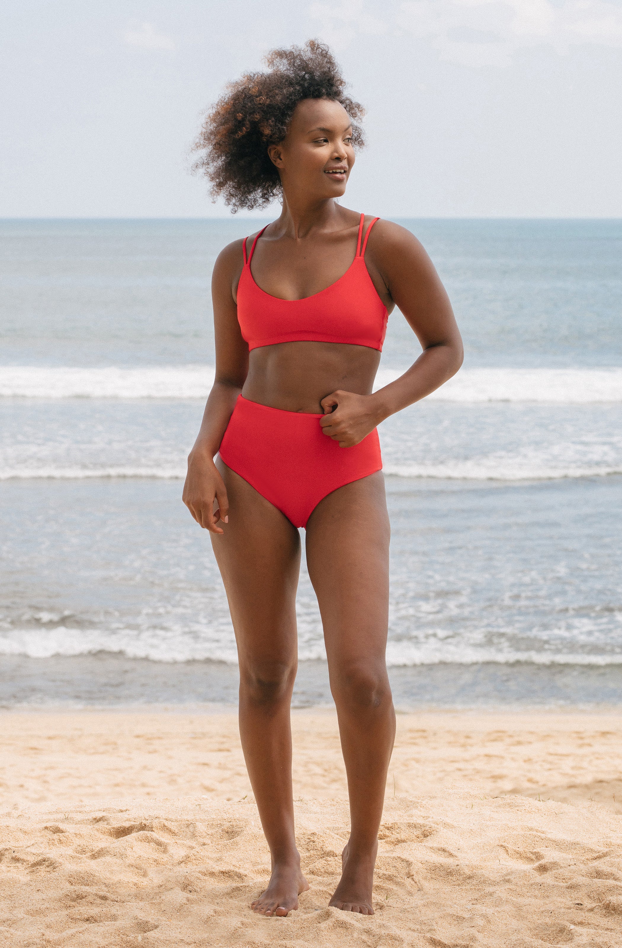 Surf Bikini Bottom Lucky Lava Red, Women's Swimwear